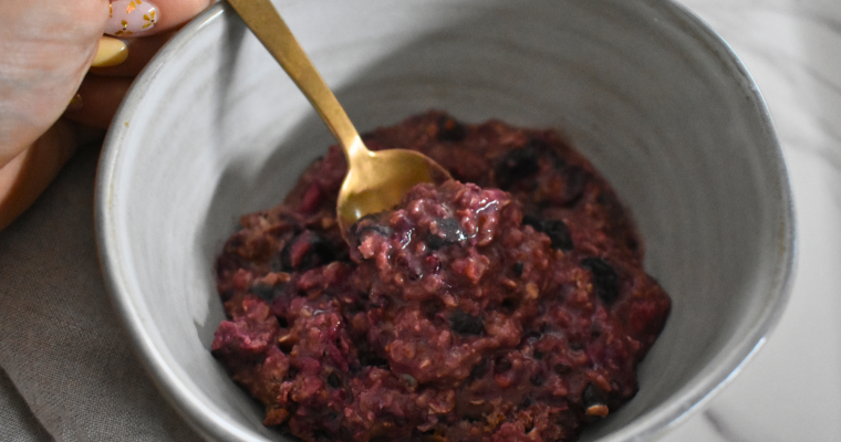 High Protein Microwave Oatmeal + Frozen Berries