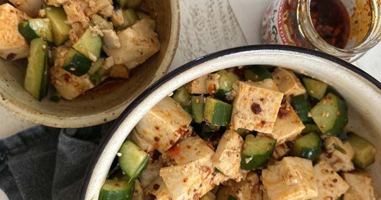 Chili Crisp Cucumber Salad With Tofu